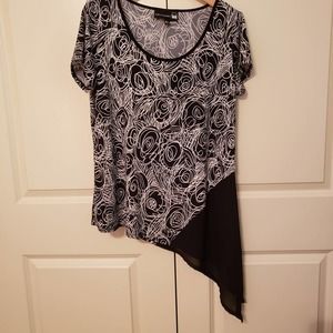 Antthony Black and White Asymmetrical Blouse, L